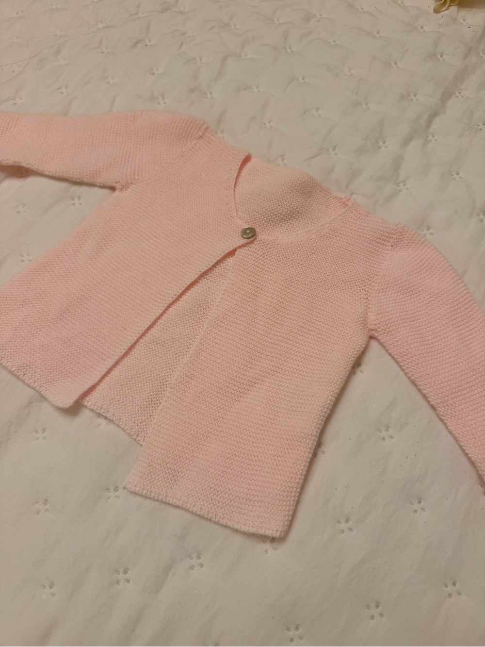 Soft Pink Baby Knit Cardigan with Single Button